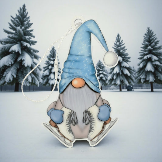 Skating Gnome ornament